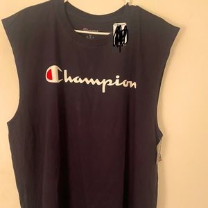 Champion Mens  Scripted Jersey Muscle T-Shirt  NWT Size 2XL  Gray or  Navy
